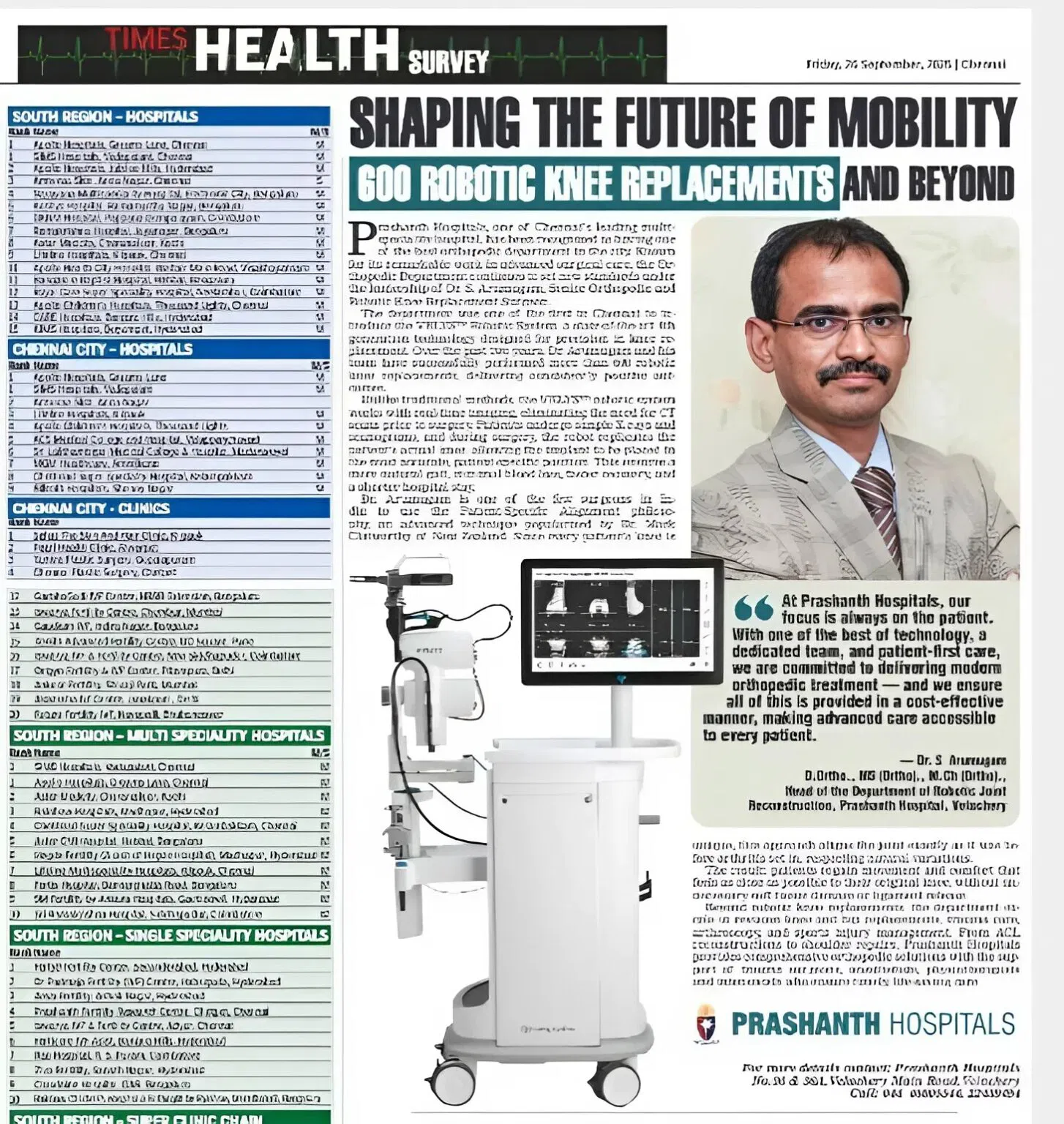 Prashanth Hospital Velachery Achieves National Recognition