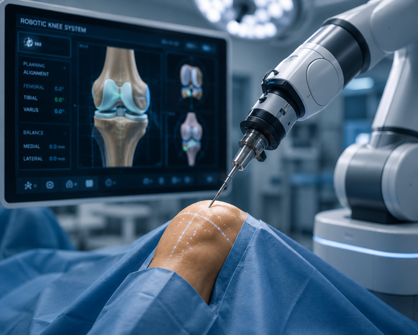 Robotic knee system used during surgery
